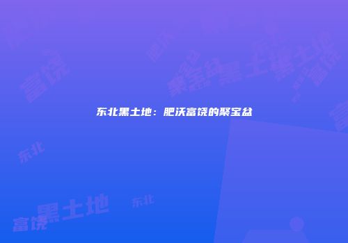 东北黑土地：肥沃富饶的聚宝盆