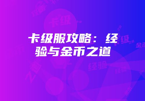 卡级服攻略：经验与金币之道