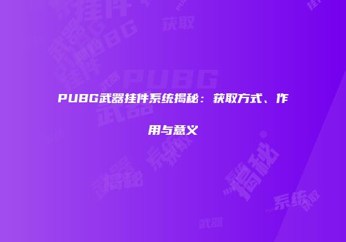 PUBG武器挂件系统揭秘：获取方式、作用与意义