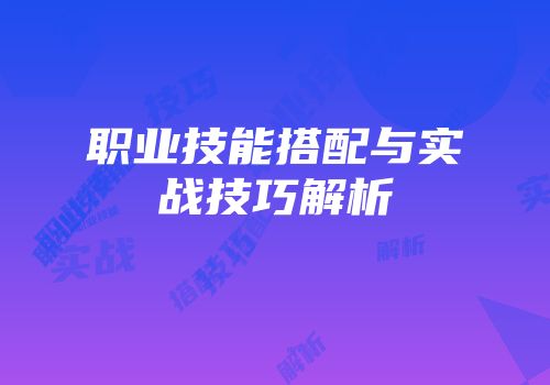 职业技能搭配与实战技巧解析