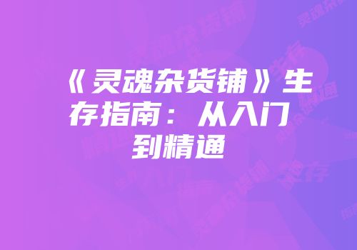 《灵魂杂货铺》生存指南：从入门到精通