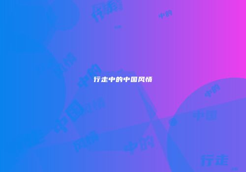 行走中的中国风情