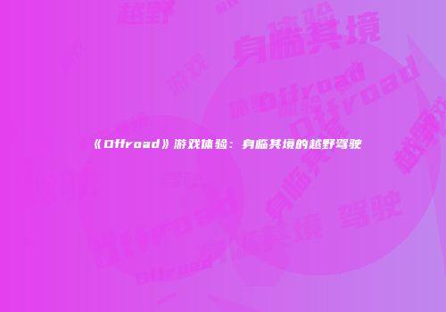 《Offroad》游戏体验：身临其境的越野驾驶