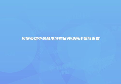 风暴英雄中装备皮肤的优先级应该如何设置