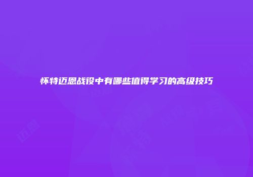 怀特迈恩战役中有哪些值得学习的高级技巧