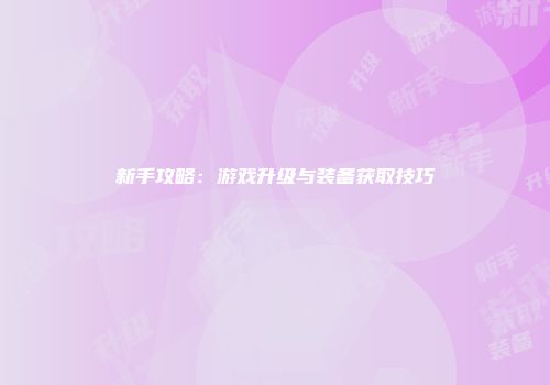 新手攻略：游戏升级与装备获取技巧