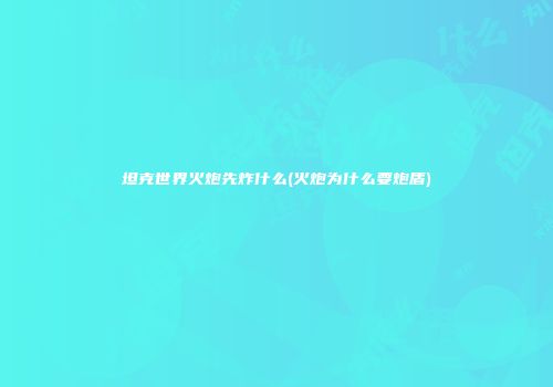 坦克世界火炮先炸什么(火炮为什么要炮盾)