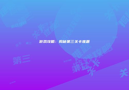 游戏攻略：揭秘第三关卡难题