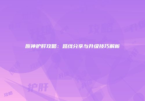 原神护肝攻略：路线分享与升级技巧解析