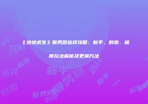 《绝地求生》服务器选择攻略：新手、刺激、极限玩法解析及更换方法