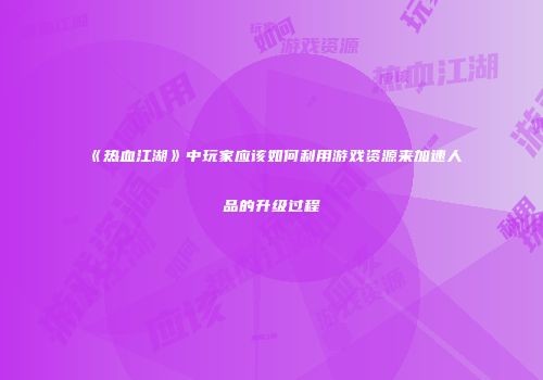 《热血江湖》中玩家应该如何利用游戏资源来加速人品的升级过程