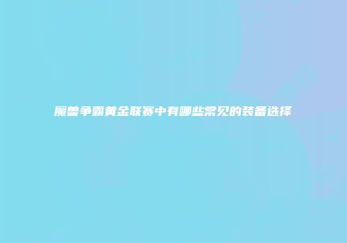 魔兽争霸黄金联赛中有哪些常见的装备选择