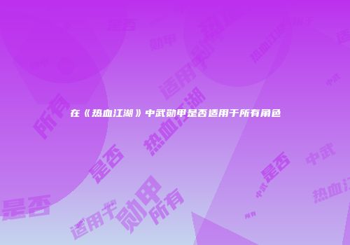 在《热血江湖》中武勋甲是否适用于所有角色