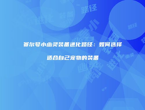 赛尔号小幽灵装备进化路径:如何选择适合自己宠物的装备