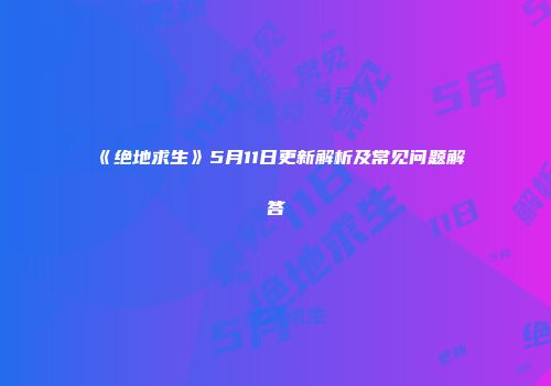 《绝地求生》5月11日更新解析及常见问题解答