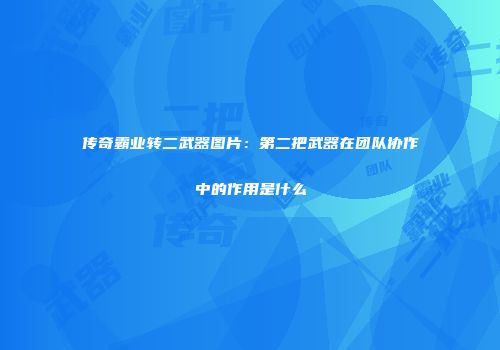 传奇霸业转二武器图片：第二把武器在团队协作中的作用是什么