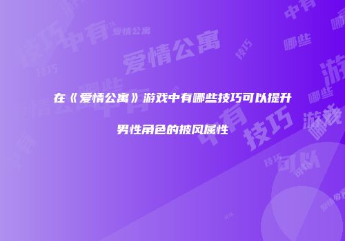 在《爱情公寓》游戏中有哪些技巧可以提升男性角色的披风属性