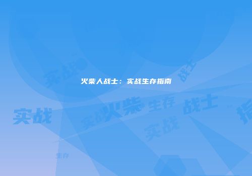 火柴人战士：实战生存指南