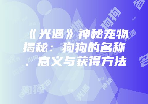 《光遇》神秘宠物揭秘：狗狗的名称、意义与获得方法