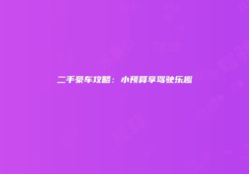 二手豪车攻略：小预算享驾驶乐趣