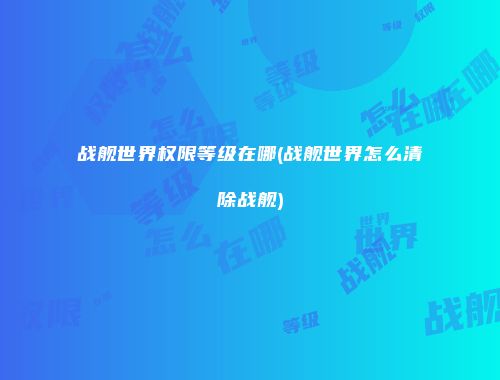 战舰世界权限等级在哪(战舰世界怎么清除战舰)