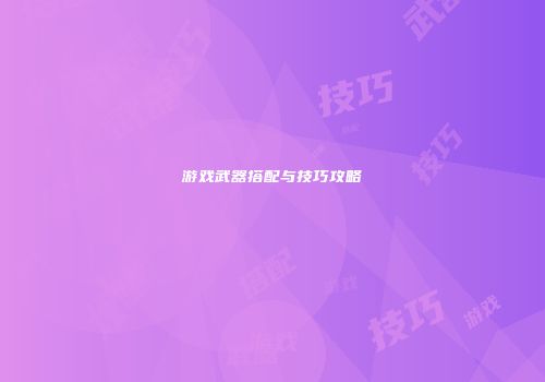 游戏武器搭配与技巧攻略