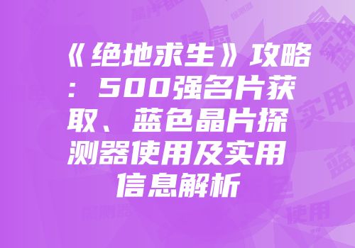 《绝地求生》攻略：500强名片获取、蓝色晶片探测器使用及实用信息解析