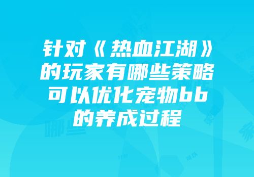 针对《热血江湖》的玩家有哪些策略可以优化宠物bb的养成过程