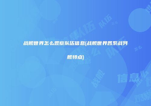 战舰世界怎么观察队伍信息(战舰世界各系战列舰特点)