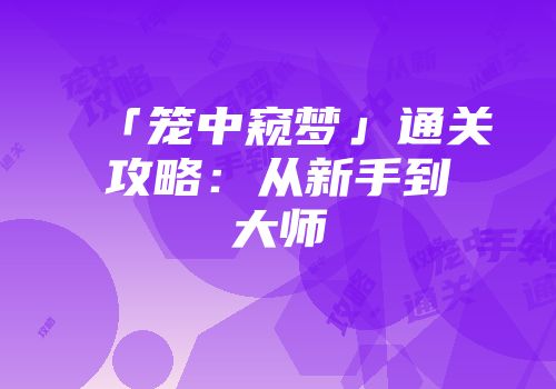 「笼中窥梦」通关攻略：从新手到大师