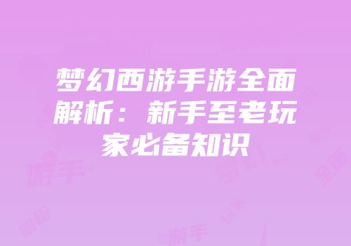 梦幻西游手游全面解析：新手至老玩家必备知识