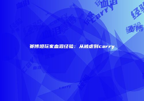 赛博坦玩家血泪经验：从被虐到carry