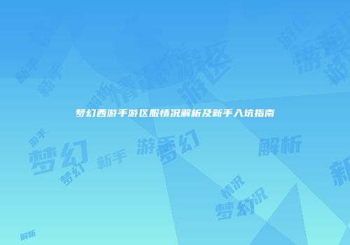 梦幻西游手游区服情况解析及新手入坑指南
