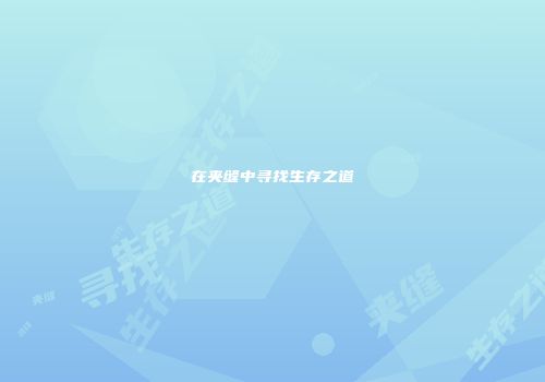 在夹缝中寻找生存之道