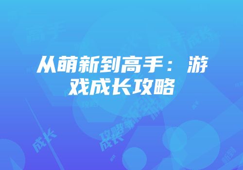从萌新到高手：游戏成长攻略