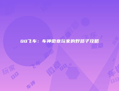 QQ飞车：车神徽章玩家的野路子攻略
