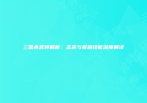 三国杀武将解析：孟获与祝融技能深度解读