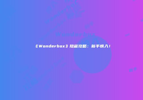 《Wonderbox》隐藏攻略：新手慎入！
