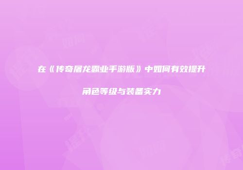 在《传奇屠龙霸业手游版》中如何有效提升角色等级与装备实力