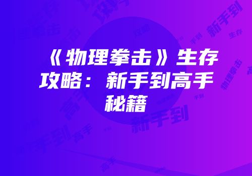 《物理拳击》生存攻略：新手到高手秘籍