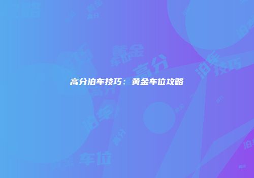 高分泊车技巧：黄金车位攻略