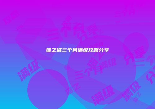 猫之城三个月满级攻略分享