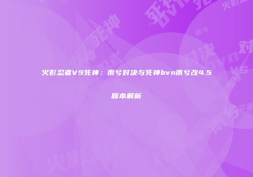 火影忍者VS死神：雨兮对决与死神bvn雨兮改4.5版本解析