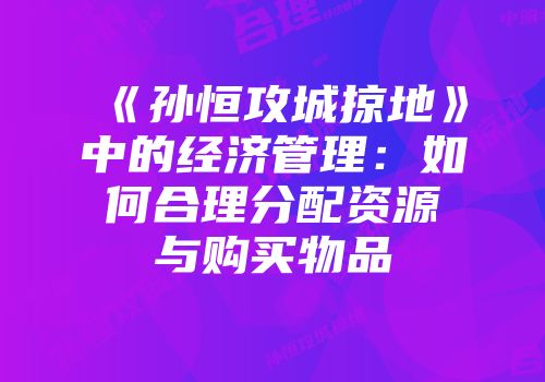 《孙恒攻城掠地》中的经济管理：如何合理分配资源与购买物品