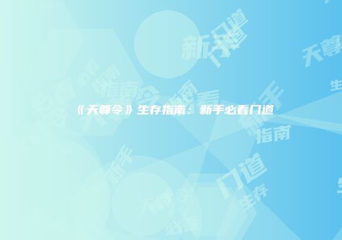 《天尊令》生存指南:新手必看门道