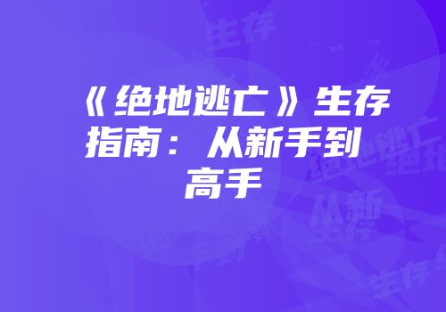 《绝地逃亡》生存指南：从新手到高手