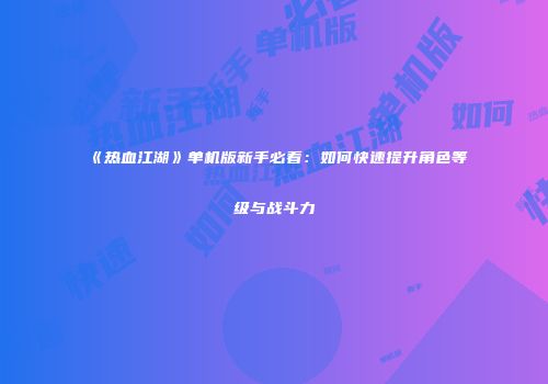 《热血江湖》单机版新手必看：如何快速提升角色等级与战斗力