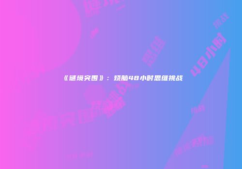 《谜境突围》：烧脑48小时思维挑战