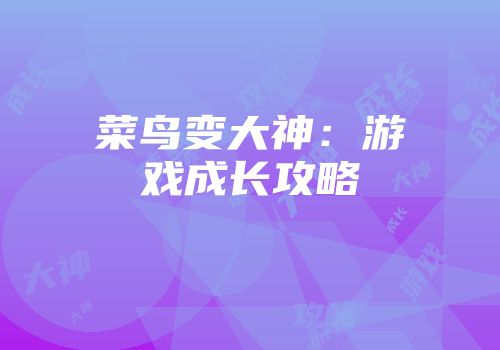 菜鸟变大神：游戏成长攻略