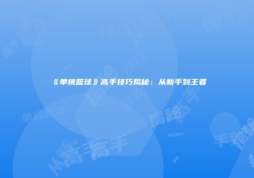《单挑篮球》高手技巧揭秘：从新手到王者